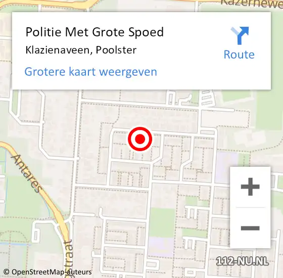 Locatie op kaart van de 112 melding: Politie Met Grote Spoed Naar Klazienaveen, Poolster op 14 februari 2024 07:55