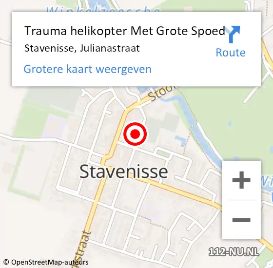 Locatie op kaart van de 112 melding: Trauma helikopter Met Grote Spoed Naar Stavenisse, Julianastraat op 14 februari 2024 08:00