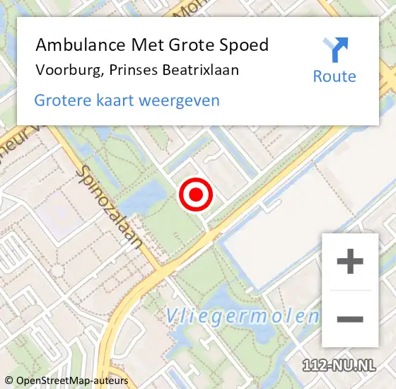 Locatie op kaart van de 112 melding: Ambulance Met Grote Spoed Naar Voorburg, Prinses Beatrixlaan op 14 februari 2024 08:07