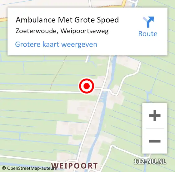 Locatie op kaart van de 112 melding: Ambulance Met Grote Spoed Naar Zoeterwoude, Weipoortseweg op 14 februari 2024 08:09