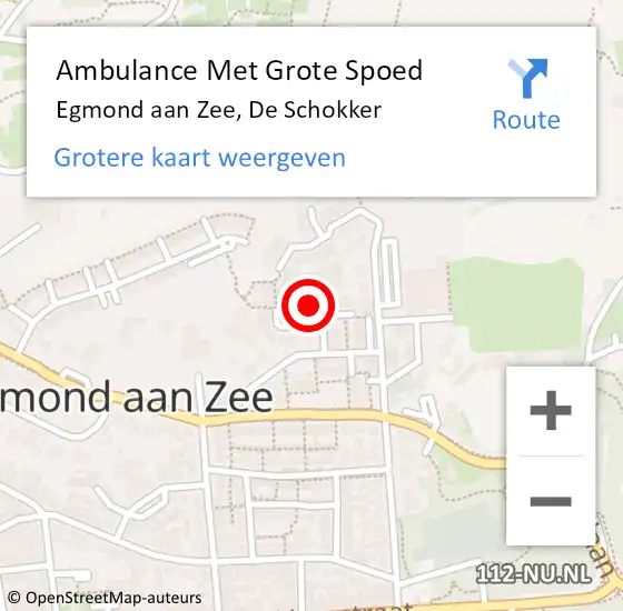 Locatie op kaart van de 112 melding: Ambulance Met Grote Spoed Naar Egmond aan Zee, De Schokker op 14 februari 2024 08:41
