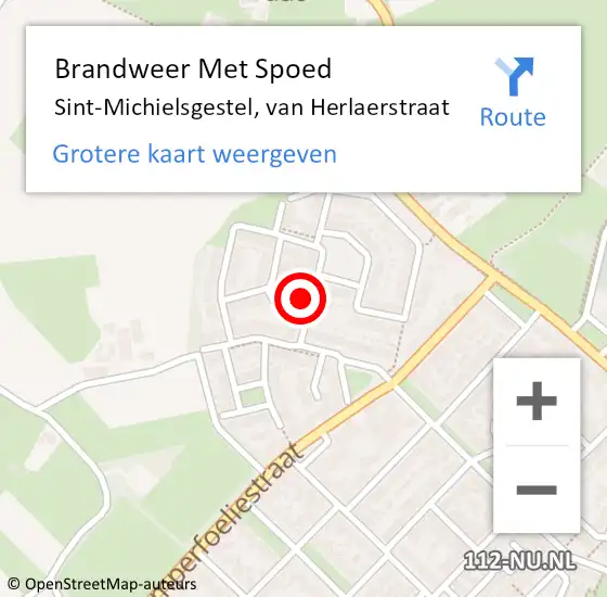 Locatie op kaart van de 112 melding: Brandweer Met Spoed Naar Sint-Michielsgestel, van Herlaerstraat op 14 februari 2024 09:13