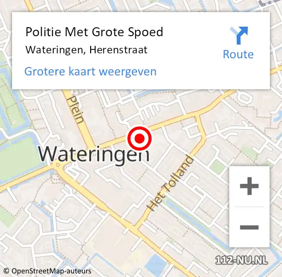 Locatie op kaart van de 112 melding: Politie Met Grote Spoed Naar Wateringen, Herenstraat op 14 februari 2024 09:17