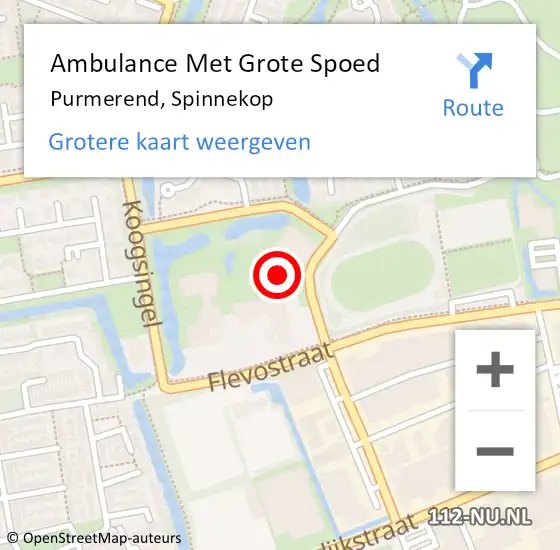 Locatie op kaart van de 112 melding: Ambulance Met Grote Spoed Naar Purmerend, Spinnekop op 14 februari 2024 09:22