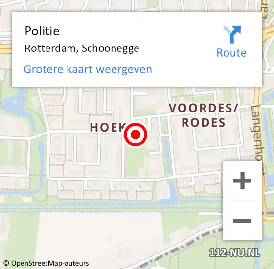 Locatie op kaart van de 112 melding: Politie Rotterdam, Schoonegge op 14 februari 2024 09:39