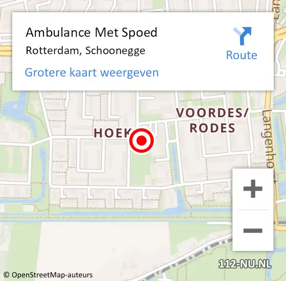 Locatie op kaart van de 112 melding: Ambulance Met Spoed Naar Rotterdam, Schoonegge op 14 februari 2024 09:40