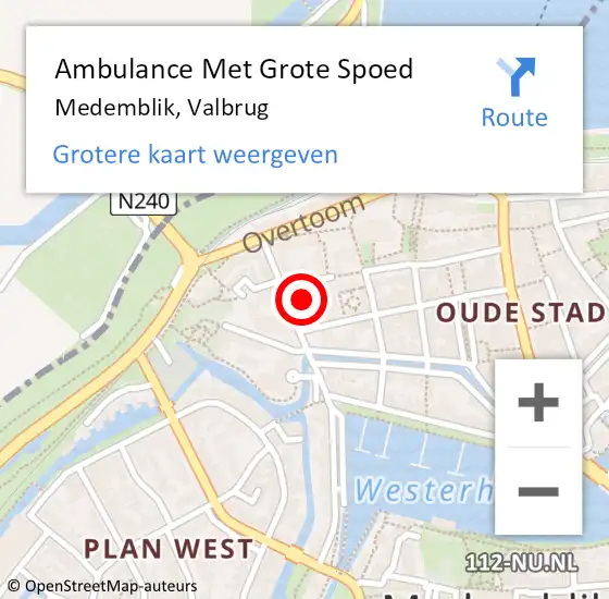 Locatie op kaart van de 112 melding: Ambulance Met Grote Spoed Naar Medemblik, Valbrug op 14 februari 2024 09:50