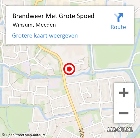 Locatie op kaart van de 112 melding: Brandweer Met Grote Spoed Naar Winsum, Meeden op 14 februari 2024 09:55