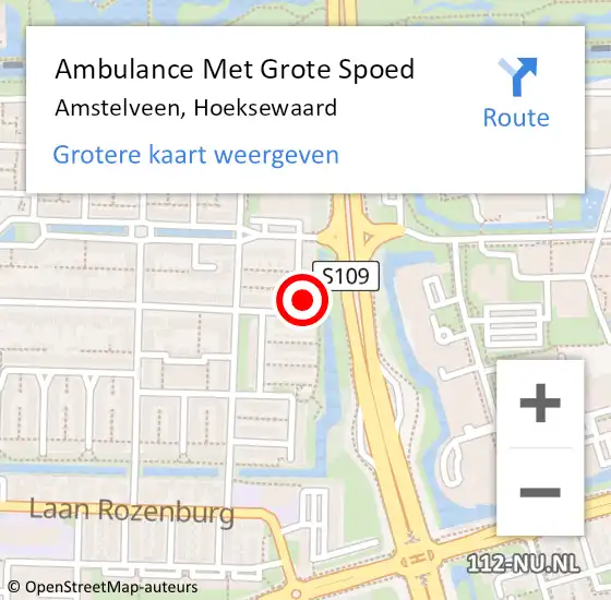 Locatie op kaart van de 112 melding: Ambulance Met Grote Spoed Naar Amstelveen, Hoeksewaard op 14 februari 2024 10:37