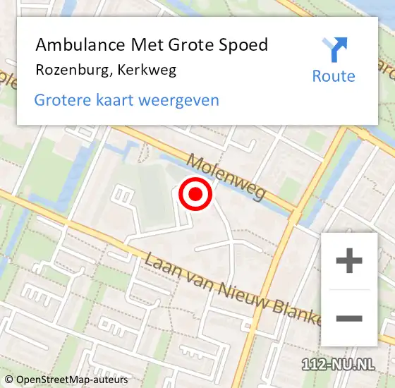 Locatie op kaart van de 112 melding: Ambulance Met Grote Spoed Naar Rozenburg, Kerkweg op 14 februari 2024 10:38