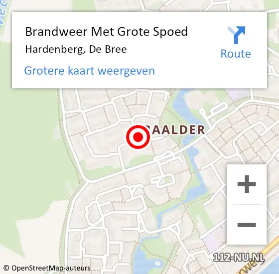 Locatie op kaart van de 112 melding: Brandweer Met Grote Spoed Naar Hardenberg, De Bree op 14 februari 2024 11:19