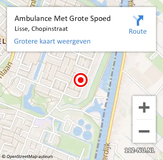 Locatie op kaart van de 112 melding: Ambulance Met Grote Spoed Naar Lisse, Chopinstraat op 14 februari 2024 11:21