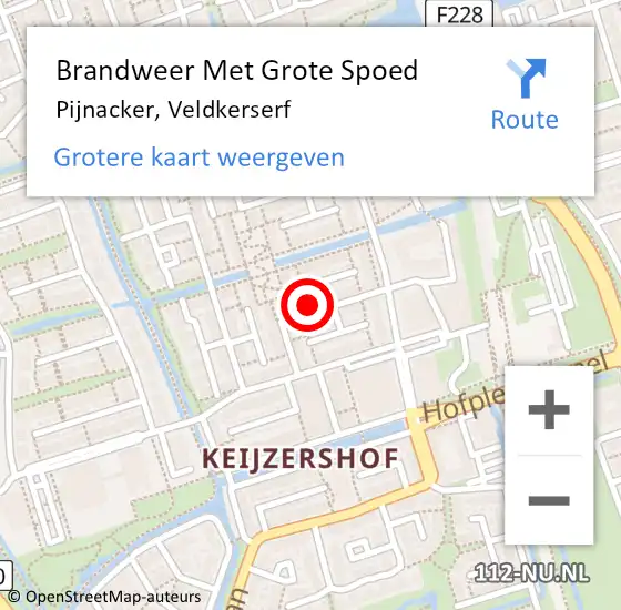 Locatie op kaart van de 112 melding: Brandweer Met Grote Spoed Naar Pijnacker, Veldkerserf op 14 februari 2024 11:32