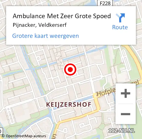 Locatie op kaart van de 112 melding: Ambulance Met Zeer Grote Spoed Naar Pijnacker, Veldkerserf op 14 februari 2024 11:32