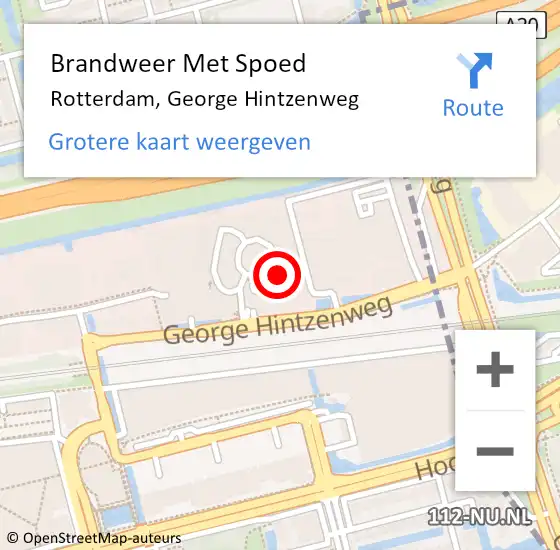 Locatie op kaart van de 112 melding: Brandweer Met Spoed Naar Rotterdam, George Hintzenweg op 14 februari 2024 11:39