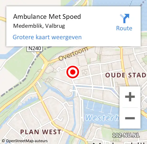 Locatie op kaart van de 112 melding: Ambulance Met Spoed Naar Medemblik, Valbrug op 14 februari 2024 11:59