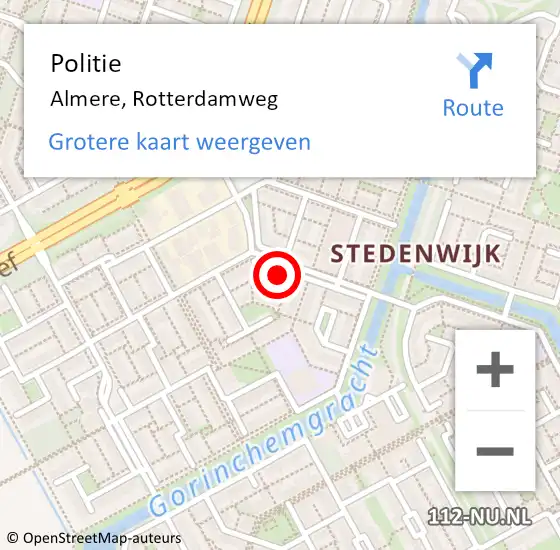 Locatie op kaart van de 112 melding: Politie Almere, Rotterdamweg op 14 februari 2024 12:00