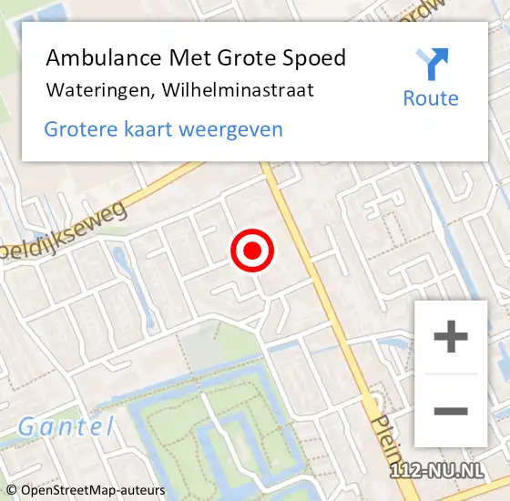 Locatie op kaart van de 112 melding: Ambulance Met Grote Spoed Naar Wateringen, Wilhelminastraat op 14 februari 2024 12:12