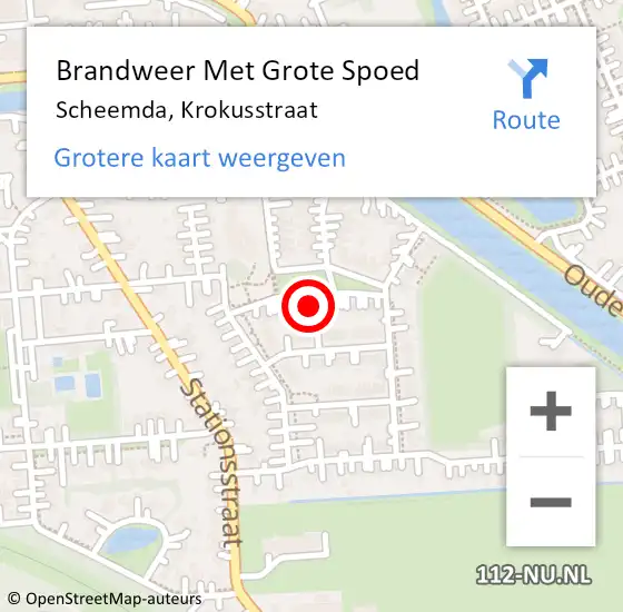 Locatie op kaart van de 112 melding: Brandweer Met Grote Spoed Naar Scheemda, Krokusstraat op 14 februari 2024 12:20