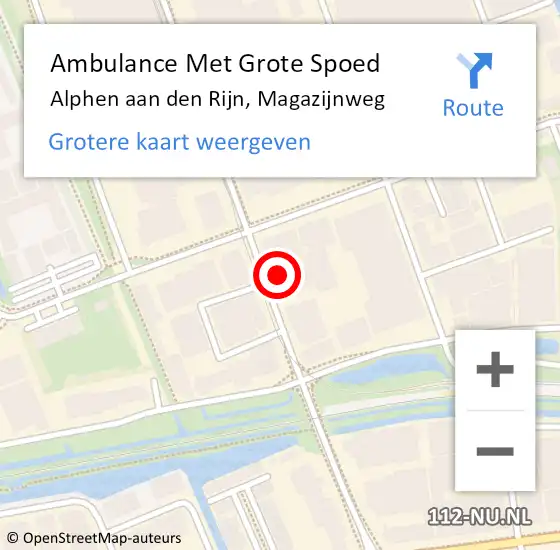 Locatie op kaart van de 112 melding: Ambulance Met Grote Spoed Naar Alphen aan den Rijn, Magazijnweg op 14 februari 2024 12:25