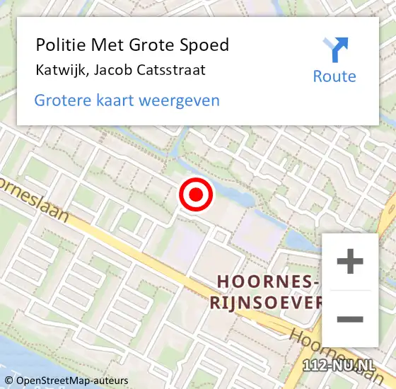 Locatie op kaart van de 112 melding: Politie Met Grote Spoed Naar Katwijk, Jacob Catsstraat op 14 februari 2024 12:30