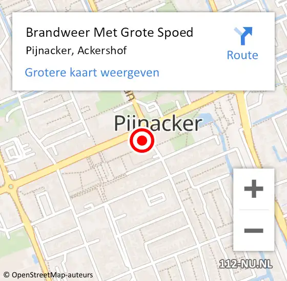 Locatie op kaart van de 112 melding: Brandweer Met Grote Spoed Naar Pijnacker, Ackershof op 14 februari 2024 12:37