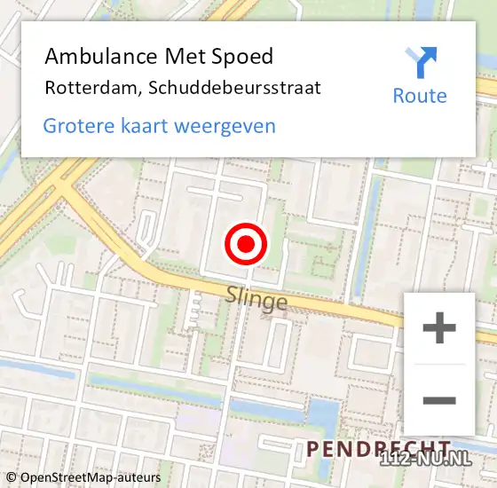 Locatie op kaart van de 112 melding: Ambulance Met Spoed Naar Rotterdam, Schuddebeursstraat op 14 februari 2024 12:55