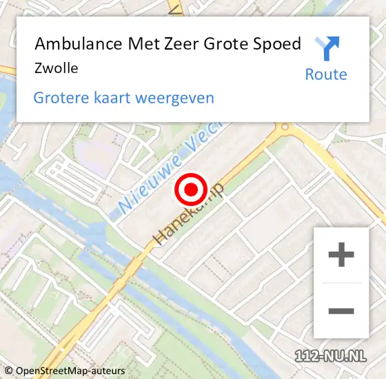 Locatie op kaart van de 112 melding: Ambulance Met Zeer Grote Spoed Naar Zwolle op 14 februari 2024 13:35