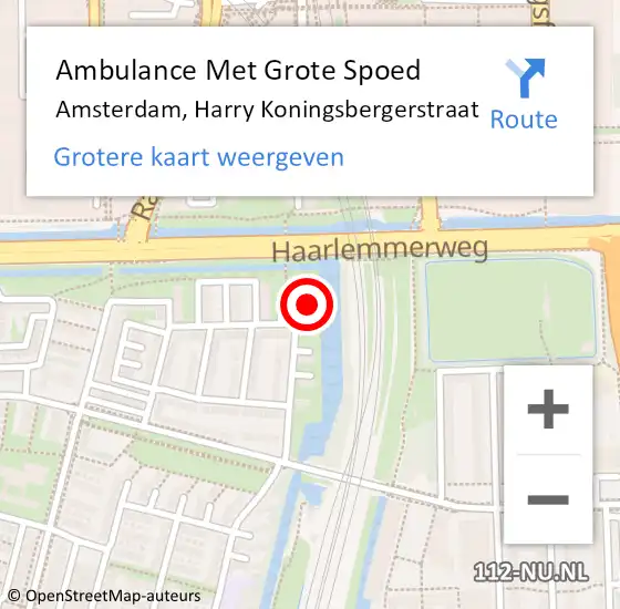 Locatie op kaart van de 112 melding: Ambulance Met Grote Spoed Naar Amsterdam, Harry Koningsbergerstraat op 14 februari 2024 13:48