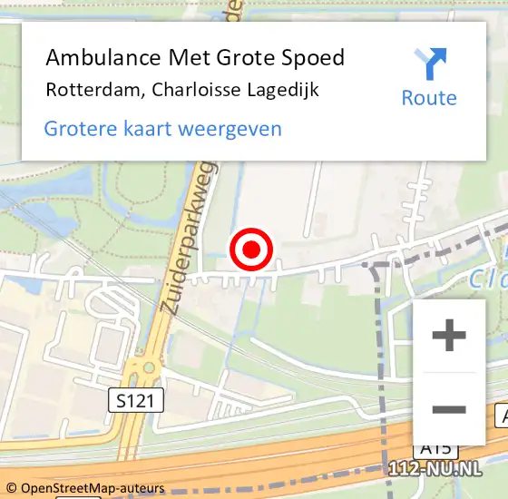 Locatie op kaart van de 112 melding: Ambulance Met Grote Spoed Naar Rotterdam, Charloisse Lagedijk op 14 februari 2024 13:51