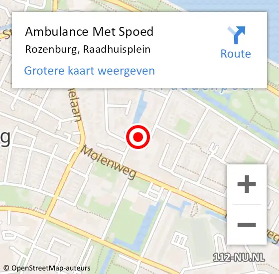 Locatie op kaart van de 112 melding: Ambulance Met Spoed Naar Rozenburg, Raadhuisplein op 14 februari 2024 13:54