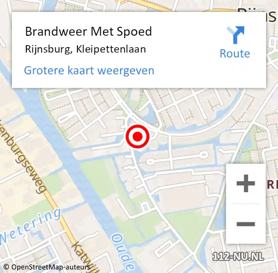 Locatie op kaart van de 112 melding: Brandweer Met Spoed Naar Rijnsburg, Kleipettenlaan op 14 februari 2024 14:38