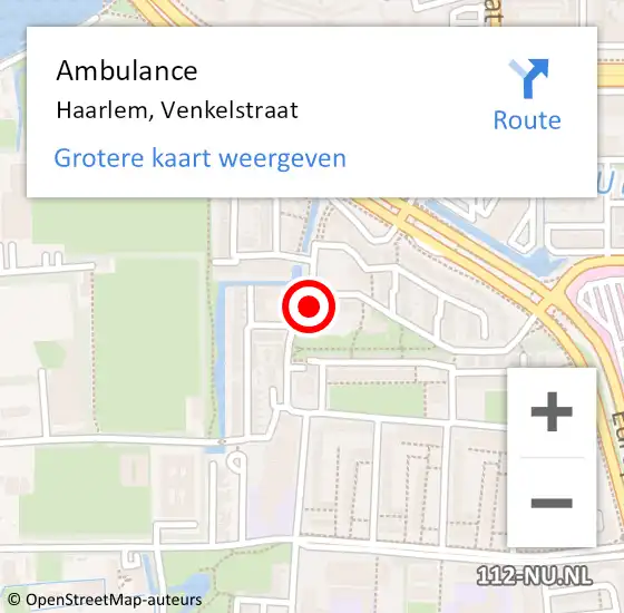 Locatie op kaart van de 112 melding: Ambulance Haarlem, Venkelstraat op 14 februari 2024 14:52