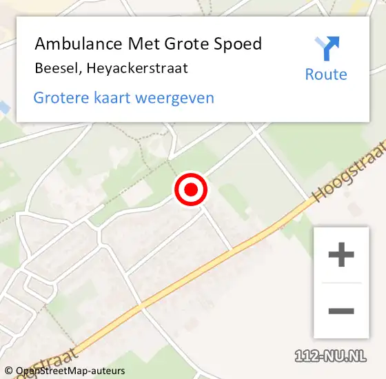 Locatie op kaart van de 112 melding: Ambulance Met Grote Spoed Naar Beesel, Heyackerstraat op 25 september 2014 21:02