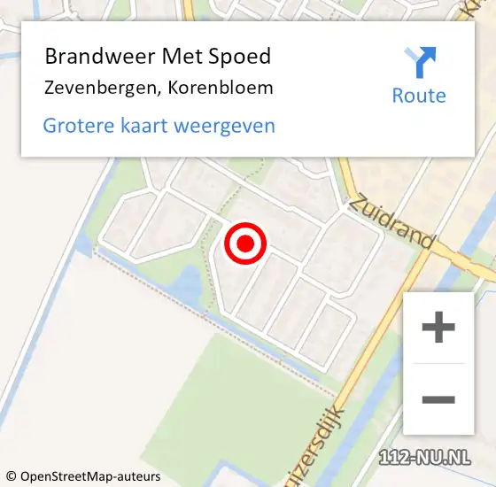 Locatie op kaart van de 112 melding: Brandweer Met Spoed Naar Zevenbergen, Korenbloem op 14 februari 2024 15:37