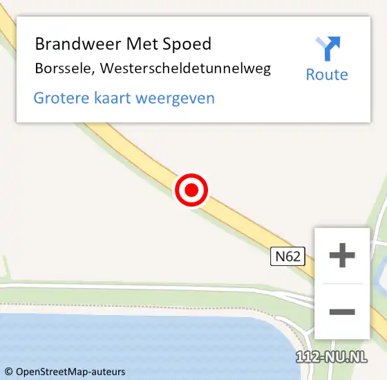 Locatie op kaart van de 112 melding: Brandweer Met Spoed Naar Borssele, Westerscheldetunnelweg op 14 februari 2024 15:53
