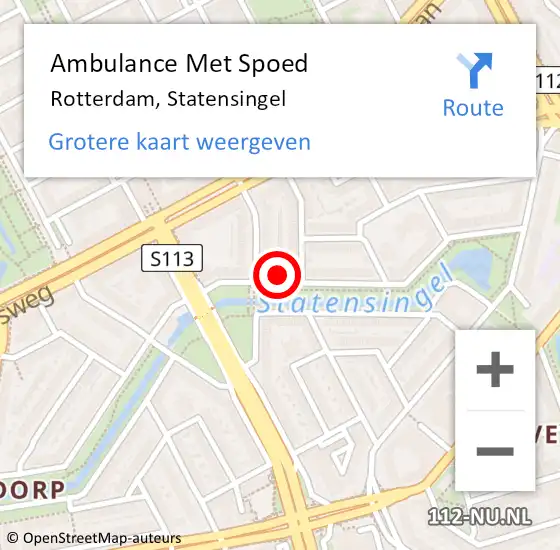 Locatie op kaart van de 112 melding: Ambulance Met Spoed Naar Rotterdam, Statensingel op 14 februari 2024 16:00