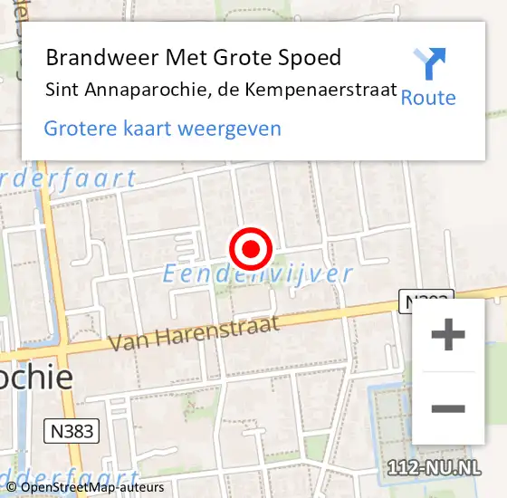 Locatie op kaart van de 112 melding: Brandweer Met Grote Spoed Naar Sint Annaparochie, de Kempenaerstraat op 14 februari 2024 16:41