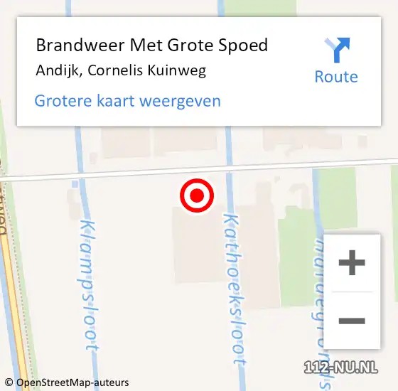 Locatie op kaart van de 112 melding: Brandweer Met Grote Spoed Naar Andijk, Cornelis Kuinweg op 14 februari 2024 16:42