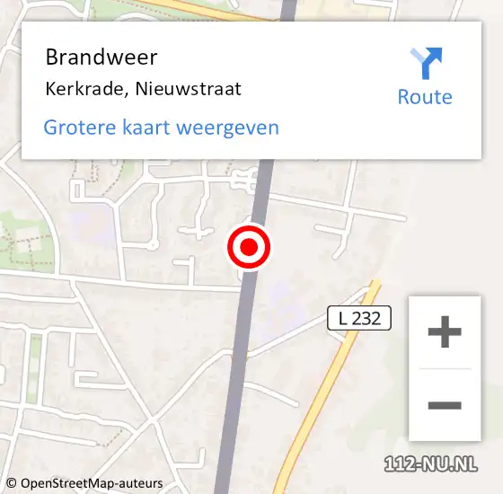 Locatie op kaart van de 112 melding: Brandweer Kerkrade, Nieuwstraat op 25 september 2014 21:26