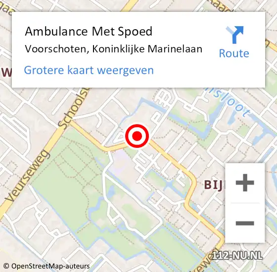 Locatie op kaart van de 112 melding: Ambulance Met Spoed Naar Voorschoten, Koninklijke Marinelaan op 14 februari 2024 17:51