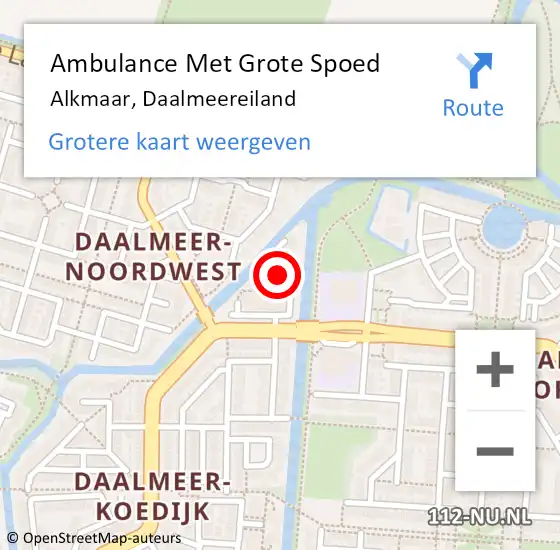 Locatie op kaart van de 112 melding: Ambulance Met Grote Spoed Naar Alkmaar, Daalmeereiland op 14 februari 2024 18:09