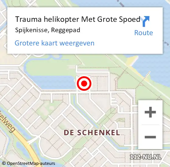 Locatie op kaart van de 112 melding: Trauma helikopter Met Grote Spoed Naar Spijkenisse, Reggepad op 14 februari 2024 18:27