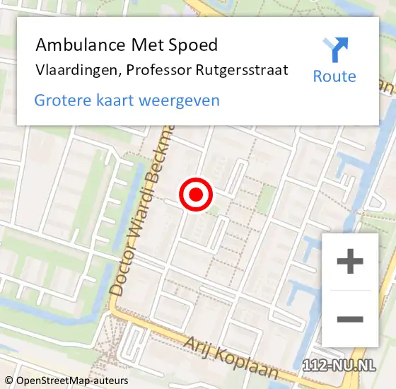 Locatie op kaart van de 112 melding: Ambulance Met Spoed Naar Vlaardingen, Professor Rutgersstraat op 14 februari 2024 18:32