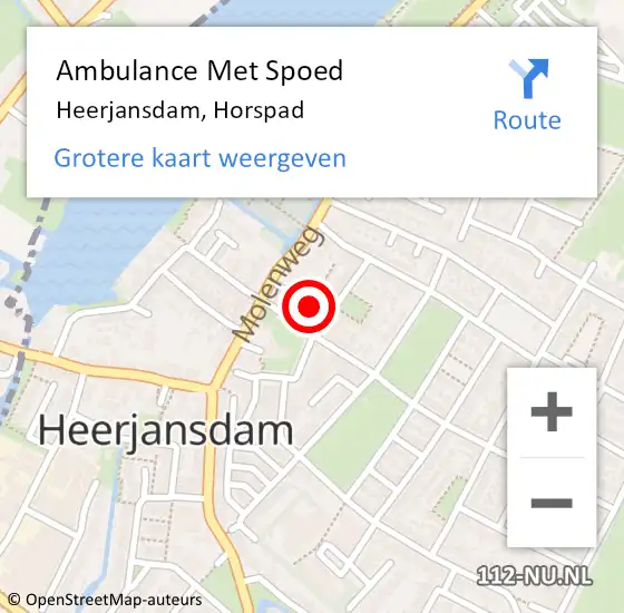 Locatie op kaart van de 112 melding: Ambulance Met Spoed Naar Heerjansdam, Horspad op 14 februari 2024 18:43