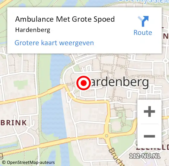 Locatie op kaart van de 112 melding: Ambulance Met Grote Spoed Naar Hardenberg op 14 februari 2024 18:56
