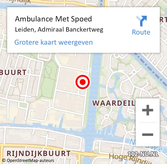 Locatie op kaart van de 112 melding: Ambulance Met Spoed Naar Leiden, Admiraal Banckertweg op 14 februari 2024 19:08