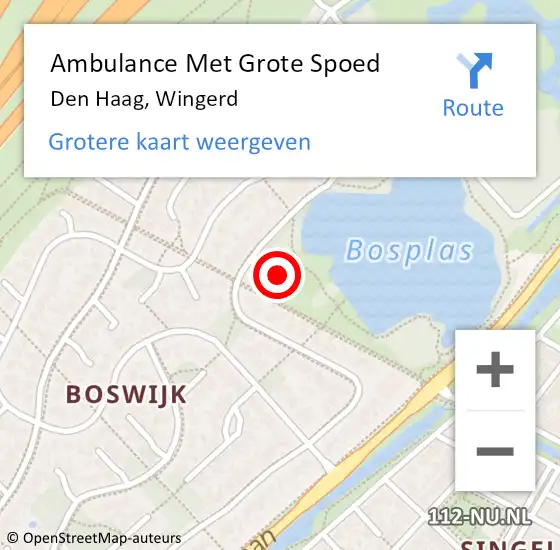 Locatie op kaart van de 112 melding: Ambulance Met Grote Spoed Naar Den Haag, Wingerd op 14 februari 2024 19:24
