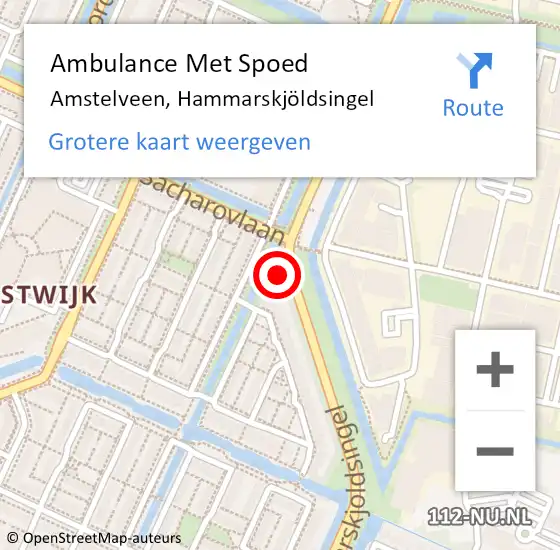 Locatie op kaart van de 112 melding: Ambulance Met Spoed Naar Amstelveen, Hammarskjöldsingel op 14 februari 2024 19:25