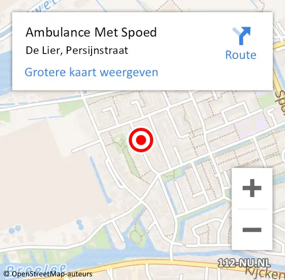 Locatie op kaart van de 112 melding: Ambulance Met Spoed Naar De Lier, Persijnstraat op 14 februari 2024 19:47